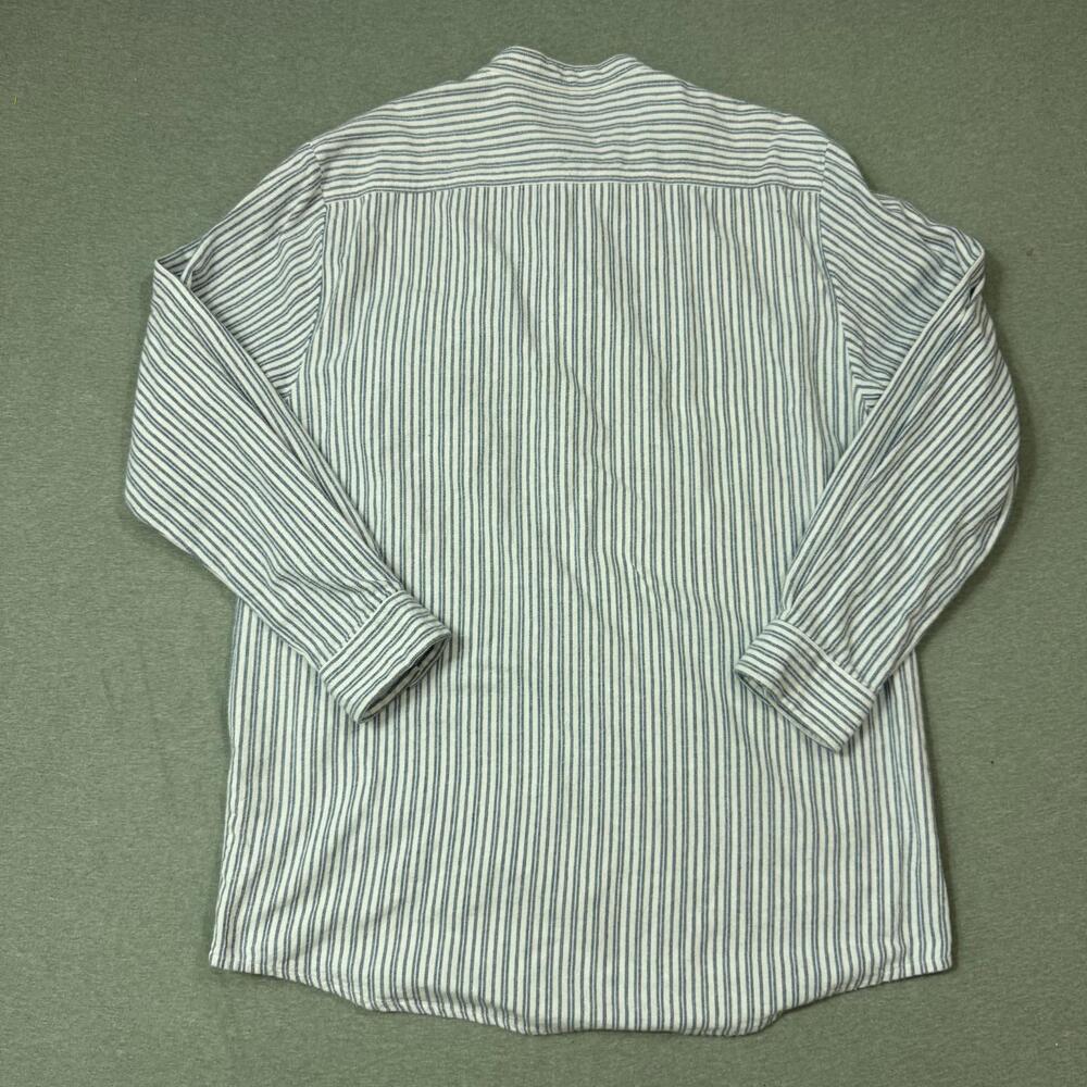 Lee Valley Ireland Grandfather Shirt Mens XL Blue Striped The Orig Flannel - Picture 5 of 6